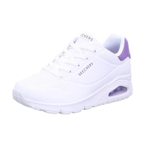 Oferta limitada: Skechers Uno, Zapatillas Mujer, White Durabuck Purple Suede Trim, 40 EU de 89.95 EUR a 53.95 EUR (ahorro 40%)