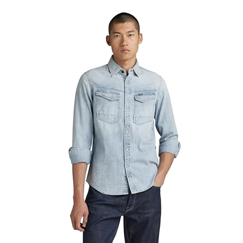 Oferta limitada: G-STAR Camisa Dakota Slim para Hombre, Azul (Sun Faded Blue Mist D23616-D252-G342), XS de 99.95 EUR a 60.40 EUR (ahorro 40%)