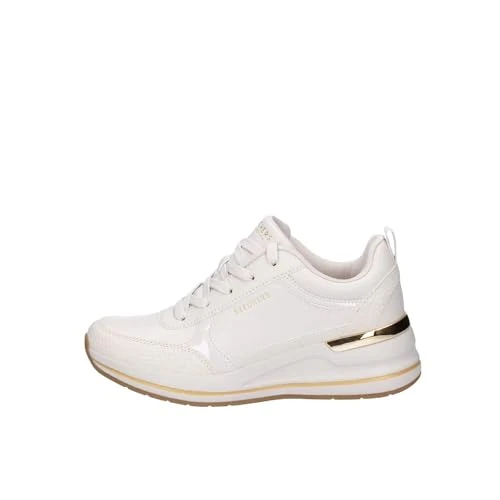 Skechers Dames miljard 2 MID LACE UP, gebroken wit Duraleather/Patent Trim, 8 UK, Gebroken witte Duraleather Patent Trim, 41 EU
