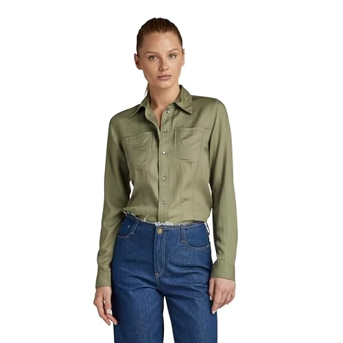 Oferta limitada: G-STAR Para Mujer Camisa Fitted, Verde (Shamrock D24437-D297-2199), L de 52.36 € a 52.36 € (ahorro 0.00%)