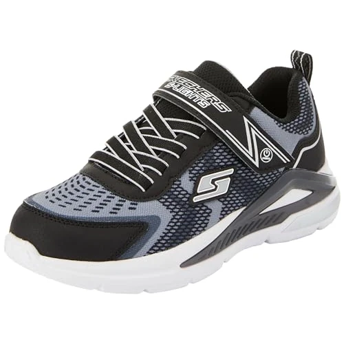 Skechers Tri-namicsScarpe da Ginnastica da Ragazzo, Tessuto Nero con Finiture argentate, 13 UK Child