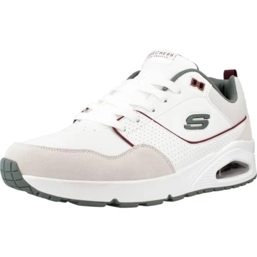 Offerta a tempo: Skechers Uno Retro OneSneaker Uomo, Pelle Scamosciata Bianca Mesh Verde Burg Tri, 40 EU - 31% da 94.95 € a 65.99 €