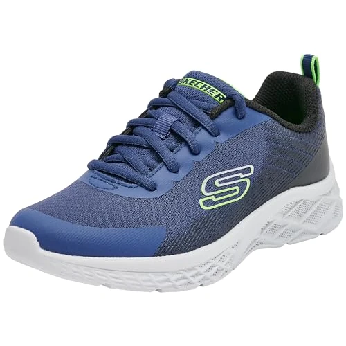 Skechers Boys, Zapatillas Niños, Tela Sintética Azul Marino Ribete Negro Lima, 32 EU