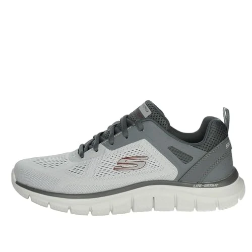 Skechers Seguimiento Más Amplio, Zapatillas de Deporte Hombre, Malla de Ingeniería Gris PU Charcoal Trim, 47.5 EU