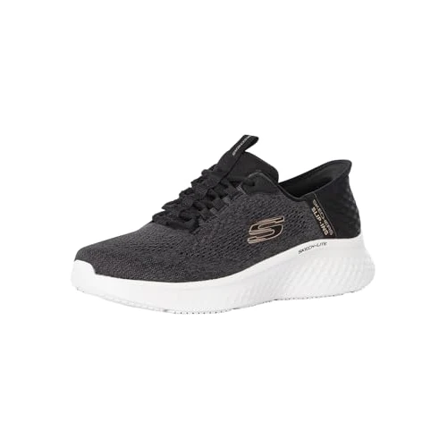 Skechers Baskets Skech-Lite Pro pour Homme, Bordure Grise en Maille Noire, 43 EU