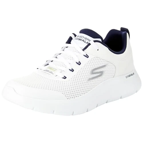 Skechers Scarpe da Ginnastica Go Walk Flex Independent Uomo, Tessuto Sintetico Bianco e Blu Navy, 41 EU