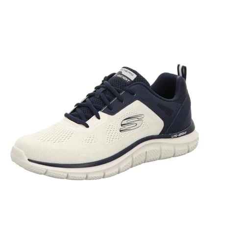 Offerta a tempo: Skechers Traccia più Ampia, Sneaker Uomo, Finiture Blu Navy in Maglia di Poliuretano con Ingegnerizzazione Bianco Sporco, 44 EU - 15% da 69.95 € a 59.73 €
