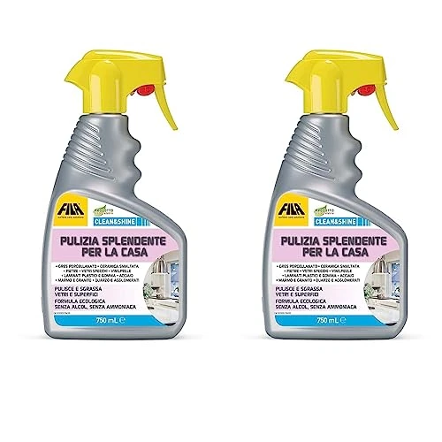 Offerta a tempo: FILA Surface Care Solutions CLEAN&SHINE, Detergente Spray Multisuperficie per la Casa, 750 ml (Confezione da 2) - 14% da 18.50 € a 15.98 €