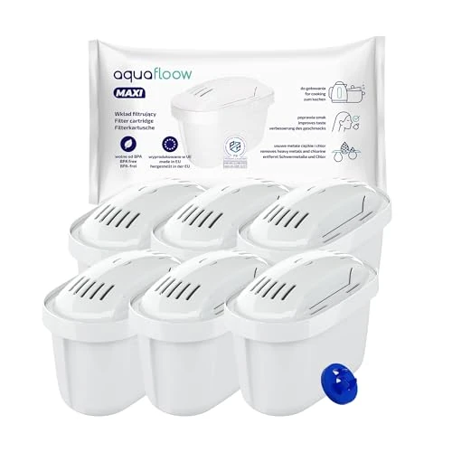 Offerta a tempo: Aquafloow Set 6 Cartucce Filtranti Acqua | Compatibili con Brita Maxtra+, Maxtra Pro, Caraffe Marella, Style, Elemaris | Riduce Cloro, Calcare, Metalli Pesanti - 0.00% da 20.02 € a 20.02 €