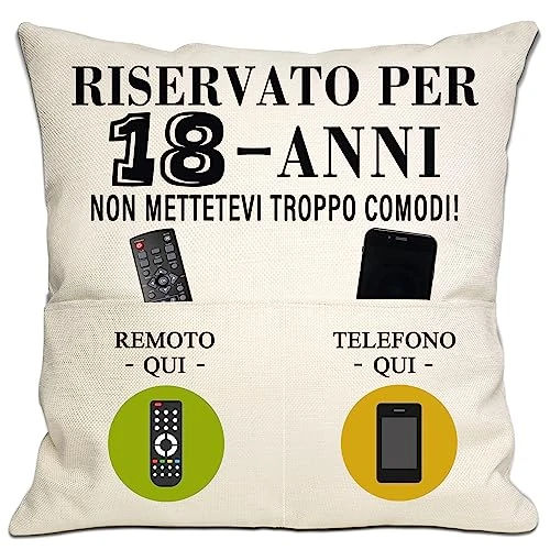 Offerta a tempo: Copri cuscino tascabile per 18 anni - Decorazioni regalo Buon compleanno per figlia, figlio, nipote, amici, sorella, fratello e compagni di classe - 47% da 14.99 € a 7.89 €