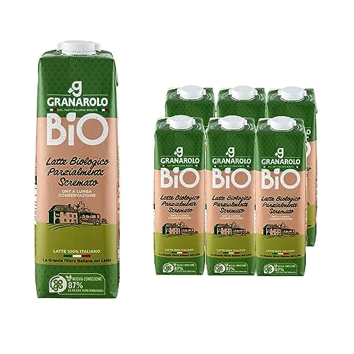 Granarolo, Latte Bio Parzialmente Scremato, 6 Confezioni di Latte da 1 Lt Derivata da Agricoltura Biologica 100% Italiana, Alimenta in Modo Naturale il tuo Benessere