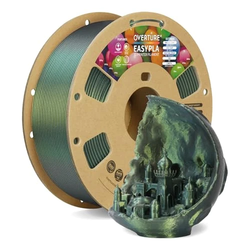 Offerta a tempo: OVERTURE Shimmer EASY PLA Filamento 1.75 mm, Filamento per Stampante 3D EASY PLA 1kg (2.2lb), Precisione Dimensionale +/- 0.03 mm, Compatibile Maggior Parte delle Stampanti FDM (Shimmer Verde Argento) - 48% da 32.39 € a 16.99 €
