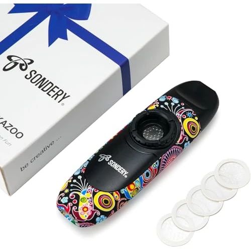 Sondery Kazoo Instrument à Vent Professionnel avec 5 Membranes, Cordon et Pochette