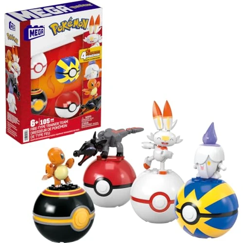 Offerta a tempo: MEGA Pokémon - Squadra di Tipo Fuoco per Allenatore Principiante, set da costruire con 105 pezzi, include Salandit, Litwick, Charmander e Scorbunny snodati,giocattolo per bambini, 6+ anni, Rosso,HTJ06 - 0.00% da 35.00 € a 35.00 €