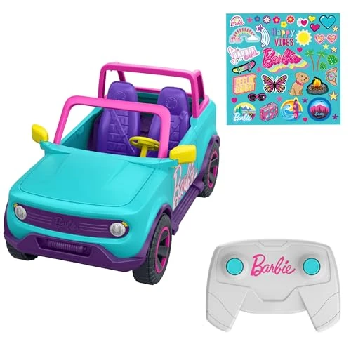 Offre limitée : Hot Wheels Voiture Télécommandée, Grand Véhicule Tout-Terrain Barbie Véhicule pouvant contenir 2 poupées Barbie, Autocollants à appliquer par Les Enfants pour Personnaliser Le véhicule, HTP53 de 42.99 EUR à 26.99 EUR (remise 37%)