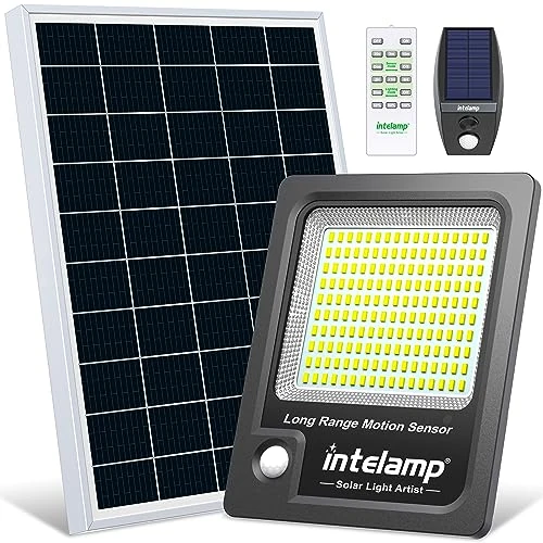 intelamp Led-zonnelamp voor buiten, 12.000 mAh, led-spot voor buiten, werkt op zonne-energie, buitenspot met 2000 lm, zonnelamp, led, buiten, solarlampen voor buiten, tuinlamp