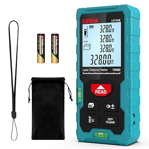 Offre limitée : Télémètre Laser Mètre Laser 100M Numérique avec 2 Niveaux à Bulle,Réflecteur,Mesure de Longeur Surface Volume Pythagore Kiprim LD100E de 27.99 € à 26.59 € (5% de remise)