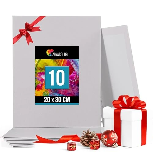 Limited offer: Zenacolor 10 White Cotton Canvas 24x30cm - Set of 10 Pre-Stretched Acid-Free Canvases for Acrylic, Oil, Gouache Painting from 19.99 EUR to 19.99 EUR (save 0%)