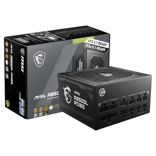 Offerta a tempo: MSI MAG A850GL PCIE5, Alimentatore compatto da 850 W completamente modulare, 80+ Gold, ATX 3.1 e PCIe 5.1 Ready, cavo nativo dual-color 12V-2x6, garanzia 10 anni - 6% da 122.24 € a 114.48 €