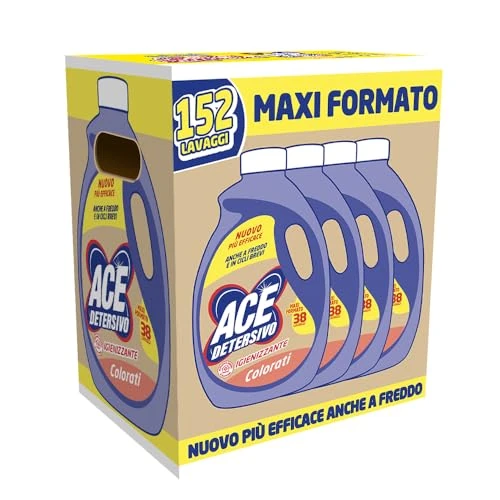 Offerta a tempo: ACE Detersivo Igienizzante Colorati, Bucato pulito e fresco, 152 lavaggi - 25% da 31.15 € a 23.36 €