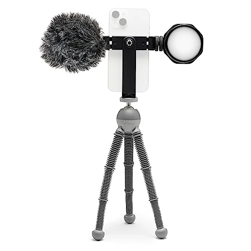 JOBY Beamo Reel Creator Kit Flexibel statief met GripTight 360 Telefoonhouder, Wavo Mobile en Beamo Reel voor Smartphone Compacte Spiegelloze Camera's, LED Video Light Kit voor Content Creators en