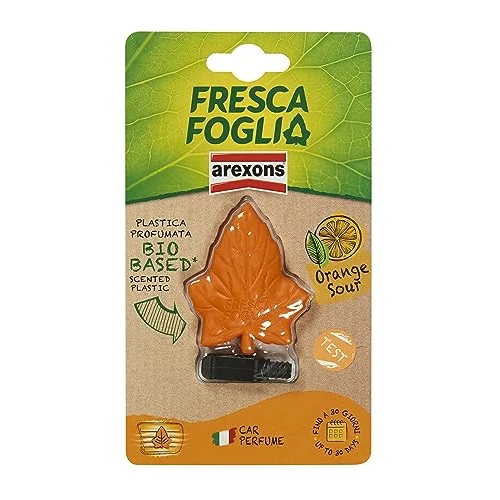 AREXONS Fresca hoja de boquilla, ambientador para coche, sabor naranja, con plástico perfumado, bio-basado, hasta 30 días de duración
