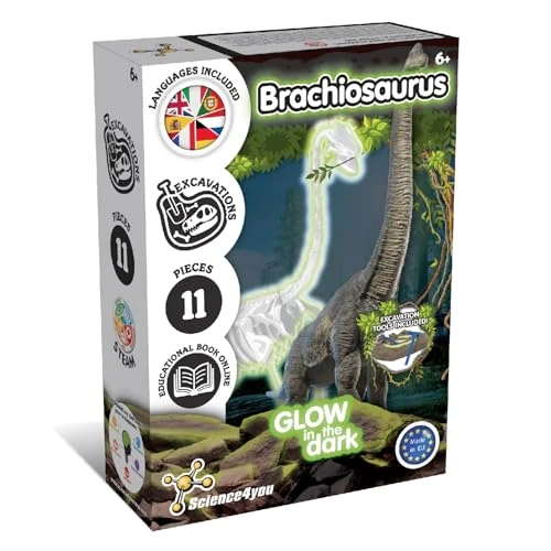 Zeitlich begrenztes Angebot: Science4you Brachiosaurus Ausgrabungsset - Archeologie Set für Kinder das im Dunkeln leuchtet, Graben Sie Ihr Dinosaurier Spielzeug, Geschenk, Dino Spiel für Jungen und Mädchen, Mittel von 14.99 € auf 14.99 € (0.00% Rabatt)