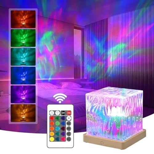 Shenjia projector aurora borealis, northern lights sfeerlamp, projectielicht kubieke gradiënt 16 kleuren, afstandsbediening plafond kind licht slaapkamer projector