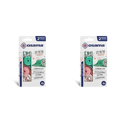 OSAMA - Bianchetto a Nastro, 2 Pezzi, 20 Metri Correttore a Nastro per Cancelleria Scuola, Ufficio - Set Utile per Cartoleria e Cose per la Scuola, Scorrevole e Coprente, Pastello, Confezione da 2