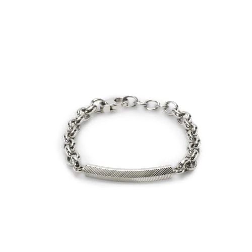 Offerta a tempo: Fossil Bracciale da uomo in acciaio inossidabile con chiusura a moschettone, tonalità argento, Grigio brillante - 48% da 37.09 € a 19.30 €