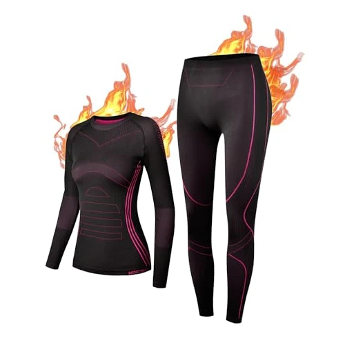 NOOYME Thermo-ondergoed voor dames, functioneel ondergoed, warm en ademend, functioneel ondergoed, dames, thermisch ondergoed, skiondergoed voor dames, M