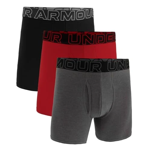 Limited-time offer: Under Armour Men's 3-Pack Performance Cotton Boxer Brief, 6" Inseam – Breathable, Moisture Wicking, Soft Touch, All-Day Comfort, Black/Red/Grey, XL from 34.00 £ to 28.00 £ (save 18%)
