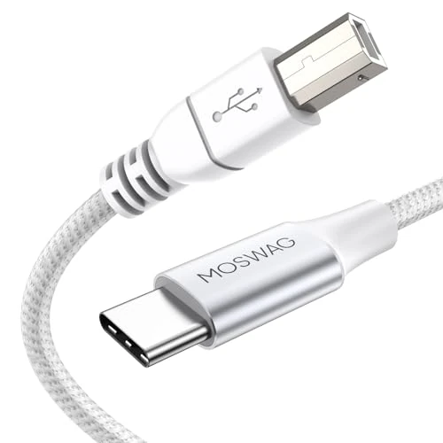 Offerta a tempo: MOSWAG USB C a USB B Cavo MIDI Tipo C a USB Cavo MIDI Nylon intrecciato 2.0 Stampante Scanner Cavo ad alta velocità con connettore in metallo Compatibile con stampanti AiO, HP, Canon, Samsung e altro - 63.19% da 18.99 € a 6.99 €