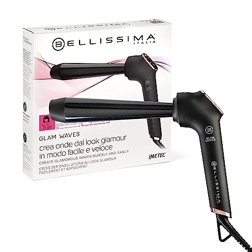 Begrenztes Angebot: Bellissima Glam Waves, Lockenstab, konische Form, Display, 5 Temperaturen, Diamon-Keramik- und Keratin-Beschichtung, konstante Hitze, Anti-Verbrühungsspitze, schnelles Aufheizen von 82.22 EUR auf 82.22 EUR (Rabatt 0%)