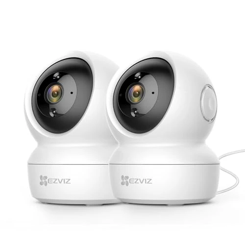 EZVIZ C6N 2 Pack Caméra Surveillance WiFi Intérieure 1080p, Caméra Bébé Pan/Tilt à 360°, Vision Nocturne Intelligente avec Smart IR, Détection de Movement et Suivi Auto, Audio Bidirectionnel