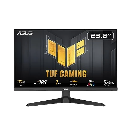 ASUS TUF Gaming VG249Q3A Monitor Gaming 24” pollici (23,8), Full HD (1920x1080), 180 Hz, Fast IPS, ELMB, 1 ms (GTG), FreeSync Premium, Overdrive variabile, 99% sRGB, Nero