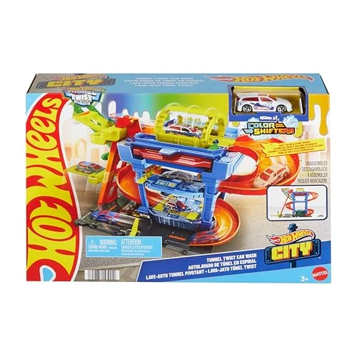 Offerta a tempo: Hot Wheels 'Let's Race' Netflix - Autolavaggio con Tunnel, playset con pista e tunnel che spruzza acqua, include 1 veicolo in scala 1:64 cambia-colore in acqua calda e fredda, 3+ anni, HTN80 - 0.00% da 31.12 € a 31.12 €