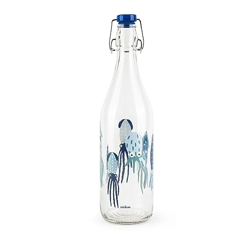 Excelsa Squid waterfles, 1 liter, glas, met afdichting