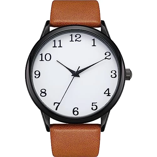 Offerta a tempo: NUOVO Orologio da uomo al quarzo, cinturino in pelle marrone, resistente all'acqua - 0.00% da 4.99 € a 4.99 €