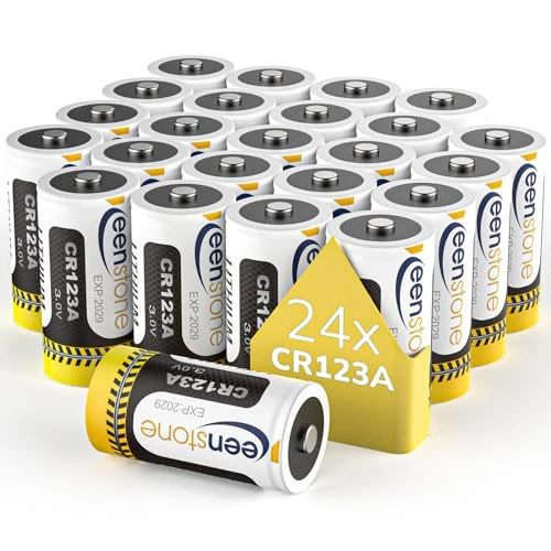 keenstone CR123A 3V Lithium, Keenstone 1600mAh Piles CR17345 3V Lithium Jetables Lot de 24 pour Lampe de Poche, Camera, Instrument Intelligent, Microphone etc.【Pas pour Arlo】