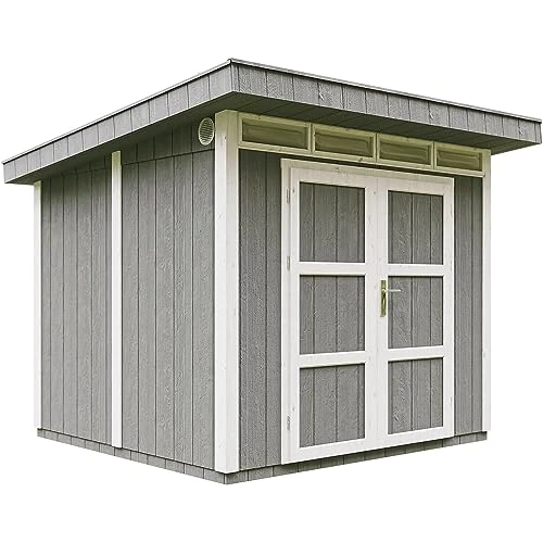 6 m² Wood Based Garden Shed in LP SmartSide Panels, with Floor and Bituminous Tiles L294xW279xH237 cm - Timbela M903A- Paint Colour Cavern Steel