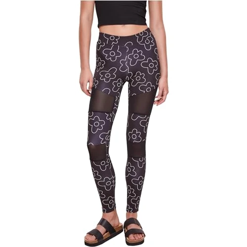 Oferta limitada: Urban Classics Ladies Tech Mesh AOP - Leggings para Mujer, Disponibles en Muchos Colores Diferentes, Tallas XS a 5XL, Blackflower, XS de 13.99 EUR a 13.99 EUR (ahorro 0%)