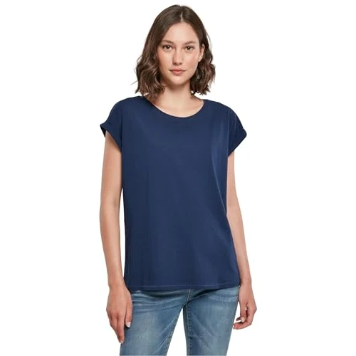 Build your Brand Women's Extended Shoulder Tee, Lightnavy, XS
