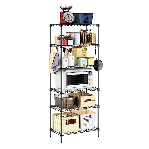 Offerta a tempo: Furinno Wayar Scaffale portaoggetti in Metallo a 6 Ripiani, 58,4 x 33 x 150 cm, Nero - 0.00% da 94.52 € a 94.52 €