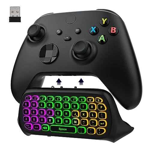 Offre limitee: MoKo Clavier Rétro-Éclairage RVB Compatible avec Manette Xbox One, Xbox Series X/S, Clavier Jeu sans Fil avec Récepteur 2,4G & Prise Audio 3,5mm, Accessoire pour Manette Xbox One/One S/Elite/2, Noir de 35.99 EUR a 34.19 EUR (economie 5%)