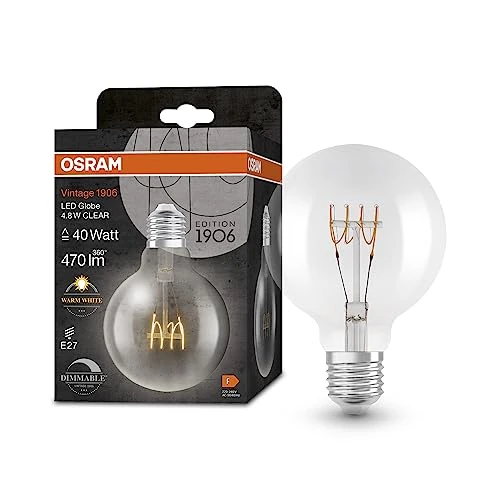 Offre limitée : OSRAM Vintage 1906® Classic Globe95 Fil LED lampe, E27, Clear, 48W, 470LM, 2700K, Lumière blanche chaude, dimmable, nouveau, filament ultra-cliente, longue durée de vie de 18.97 EUR à 18.97 EUR (remise 0%)