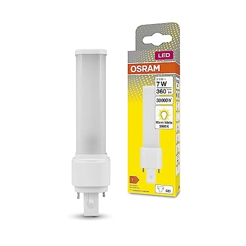 Offre limitée : OSRAM Dulux LED S7 EM, G23, 3,5W, 360LM, 3000K, couleur de lumière blanche chaude, remplacement de LED pour les lampes fluorescentes compactes conventionnelles avec 2 broches G23 Prise de 8.01 EUR à 7.69 EUR (remise 4%)