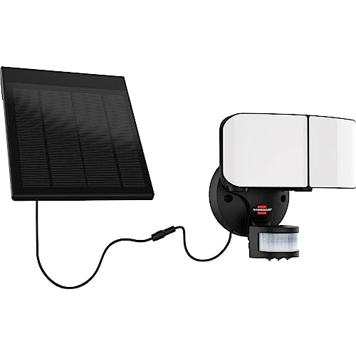 Offerta a tempo: Brennenstuhl Faretto Solare LED da Esterno Con Sensore di Movimento, Lampada a LED Esterno Con Pannello Solare Separato, 24x LED SMD di alta qualità 900lm, IP 44, Nero - 27% da 48.89 € a 35.49 €