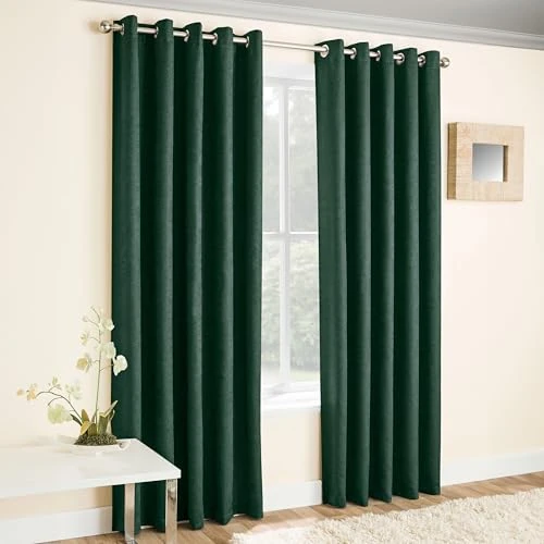 Enhanced Living Vogue Green - Cortinas térmicas con Ojales y reducción de Ruido para Dormitorio y Sala de Estar, 168 x 229 cm, Color Verde