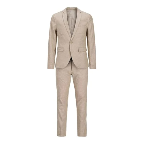 Offerta a tempo: Jack & Jones Tuta da Uomo Jprriviera Linen Suit Slim Fit SN Pls, Travertino/vestibilità: Slim Fit, 68 Große Größen - 35% da 179.99 € a 117.33 €